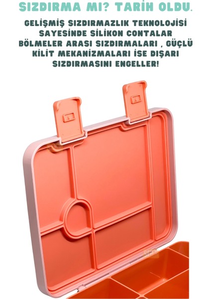 Bento 1300ML Lunchbox Yeni Koleksiyon Tek Katlı 4 Bölmeli Abs Plastik Çocuk Sefer Tası Yemek Kutusu indirimleri