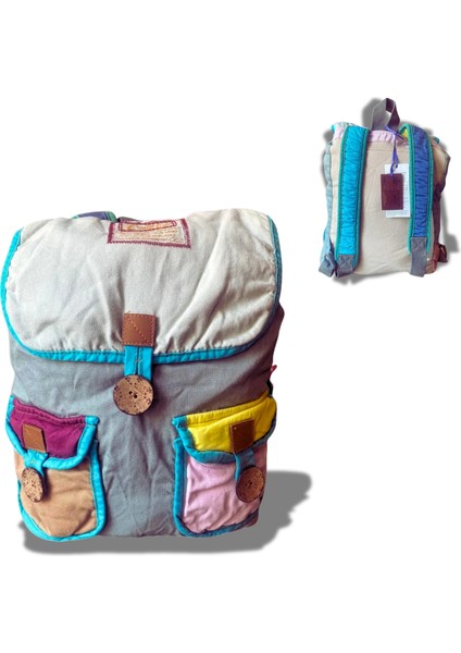5119 Hugo Sırt Çantası Renkli Tasarım Okul Çantası