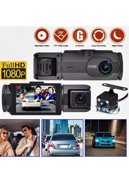 S2 Full Hd Wifi 140° Geniş Açı Gece Görüşlü Araç Içi Kamera Geri Görüş Kamera Hediye (3 Kameralı