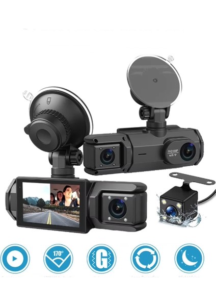 S2 Full Hd Wifi 140° Geniş Açı Gece Görüşlü Araç Içi Kamera Geri Görüş Kamera Hediye (3 Kameralı modelleri