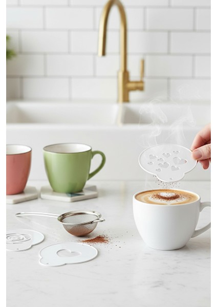 Kahve Şablonu, Kahve Süsleme Seti, Tatlı Süsleme Seti, 4'lü Set fırsatları