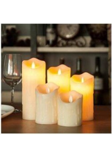 3'lü Hareketli Ledli Pilli Mum Seti, Yılbaşı ve Dekorasyon Için Parlak Işık