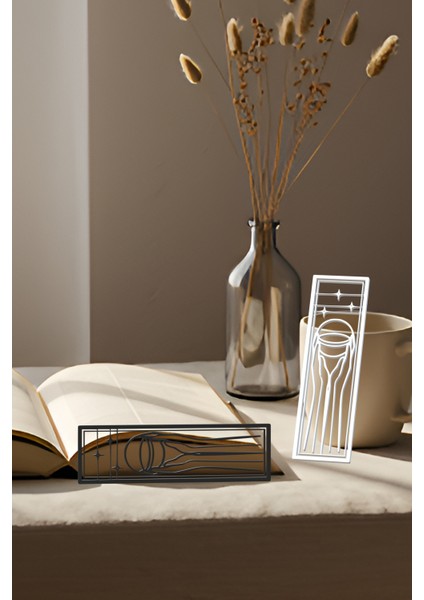 Uzay Kitap Ayracı, Modern Tasarım, Hafif ve Şık 2’li, Siyah ve Beyazın Modern Uyumu