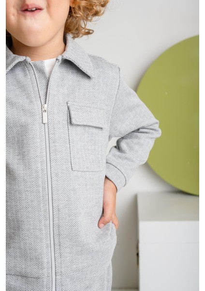 Erkek Çocuk Fermuarlı Örme Ceket - Gri modelleri