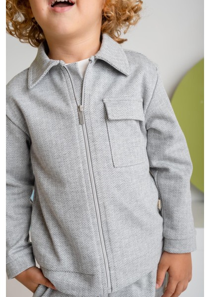 Erkek Çocuk Fermuarlı Örme Ceket - Gri fırsatları