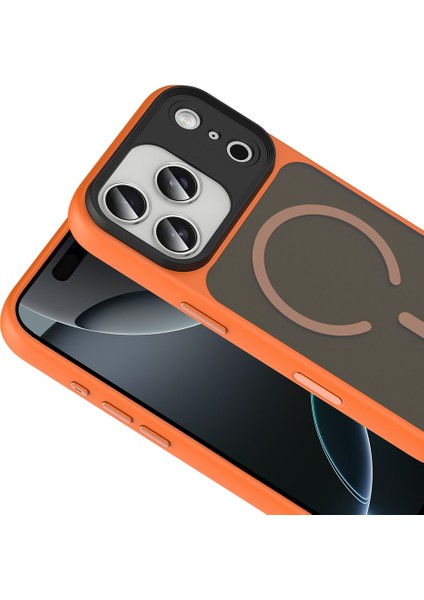 Apple iPhone 17 Pro Kılıf Mat Arka Yüzey Wireless Şarj Özellikli Flet M-Safe Kapak modelleri