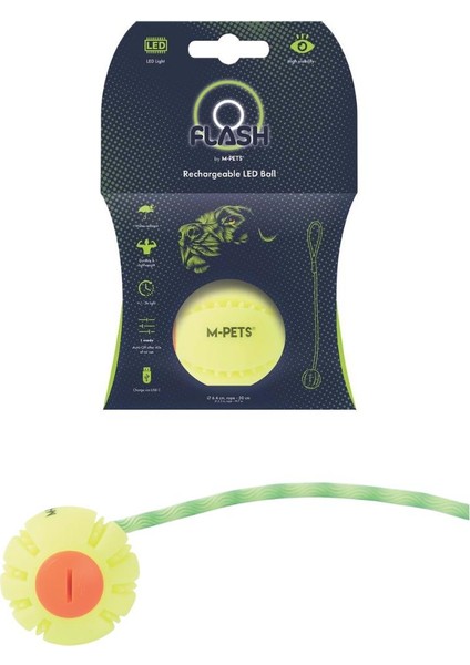 M-Pets Flash LED Ball Green Köpek Oyuncağı