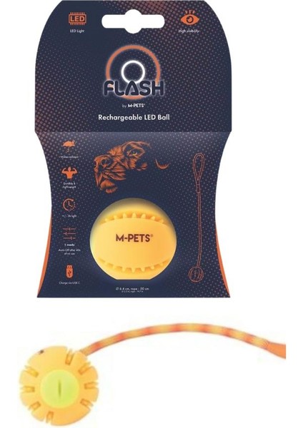 M-Pets Flash LED Ball Orange Köpek Oyuncağı