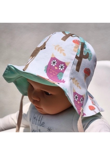 Çift Taraflı Bağlamalı Keten Görünümlü Bebek Bucket Şapka indirimleri