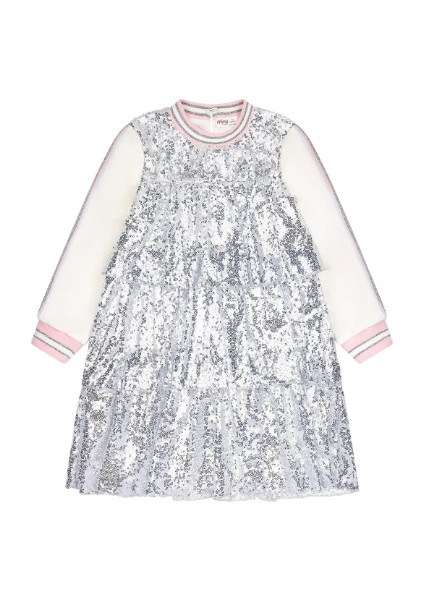 Kız Çocuk Örme Şerit Kollu Payetli Elbise MNT25K232 fiyatları