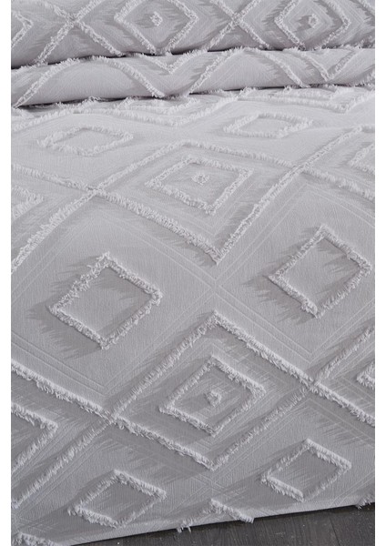 Samira 3 Parça Çift Kişilik Pike Takımı Gri modelleri