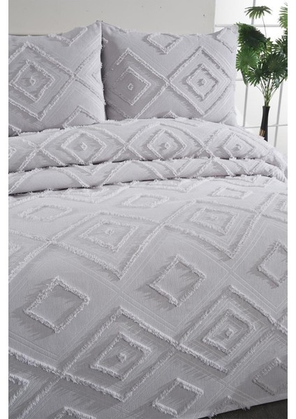 Samira 3 Parça Çift Kişilik Pike Takımı Gri fırsatları