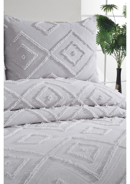 Samira 3 Parça Çift Kişilik Pike Takımı Gri indirimleri