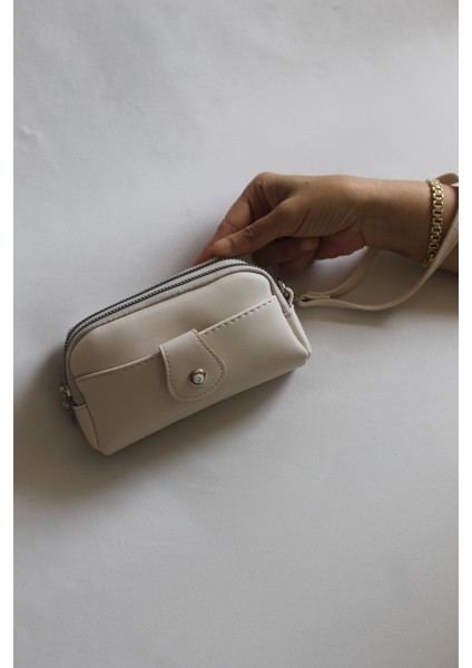 Dexy Bej Fermuarlı Bilek Askılı Cüzdan