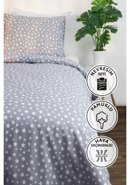 Mimosa Tek Kişilik Nevresim Seti - Gri