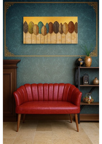 - Papatya Ikili Koltuk Kanepe - Deri Kumaş - Gürgen Iskelet - Kırmızı