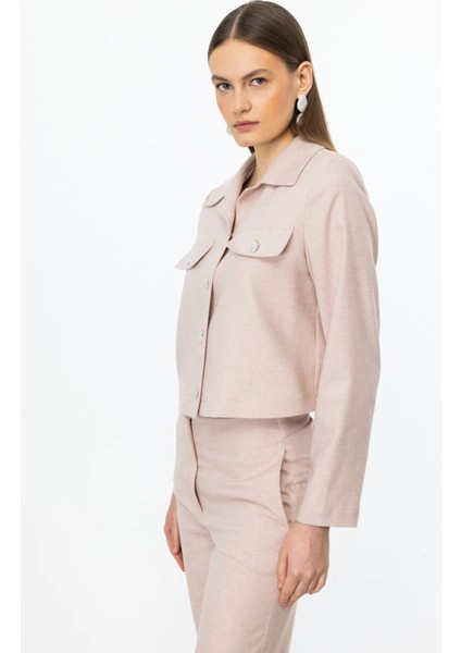 Kadın Süs Kapak Cepli Kısa Ceket 4196 Pink fiyatları