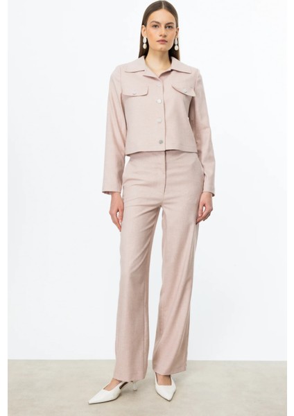 Kadın Süs Kapak Cepli Kısa Ceket 4196 Pink modelleri