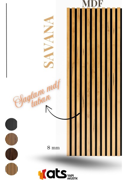 Mdf Tabanlı Duvar Paneli 24X240 cm – Akustik Çıtalı Panel | 8 mm Kalınlık
