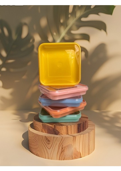 5 Renkli Şeffaf Kapaklı Atıştırmalık, Gıda Saklama ve Çok Amaçlı Düzenleyici Kutular