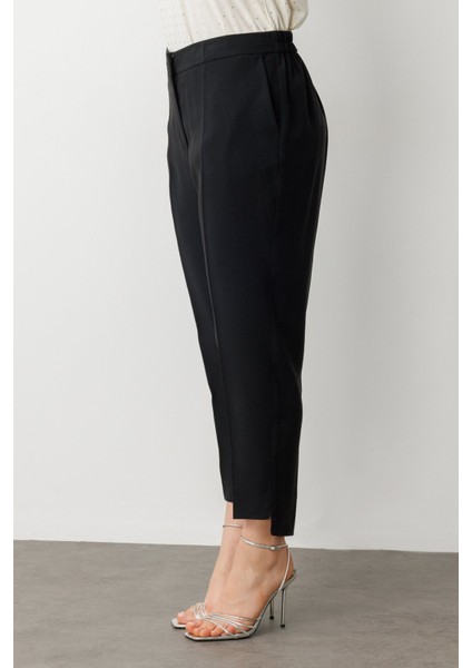 Kadın Büyük Beden Beli Lastikli Yan Cepli Pantolon 2108 Siyah modelleri