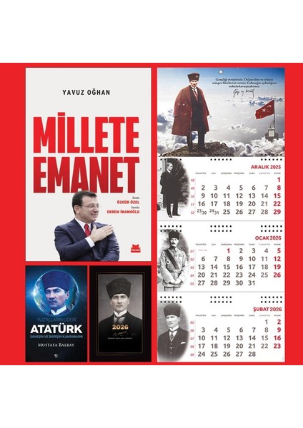 Millete Emanet ve Yüzyılların Lideri Atatürk - Kalpaklı Ajanda - Sakarya Duvar Takvimi