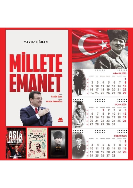 Millete Emanet - Asla Vazgeçme ve Yalnız Değilsin Başkan - Komutan Ajanda - Ayyıldız Duvar Takvimi