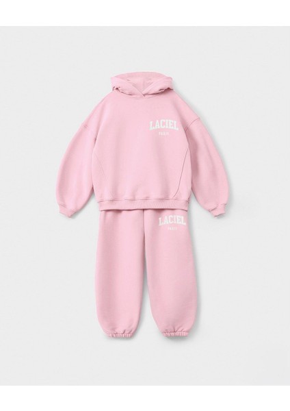 Kız Çocuk Pamuklu Pembe Kapüşonlu Sweatshirt Eşofman Alt-Üst Takım modelleri