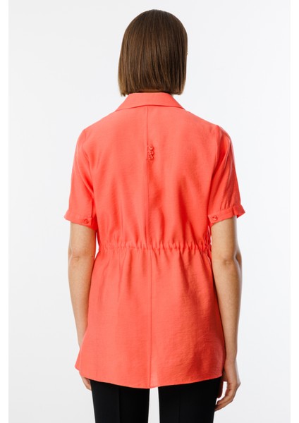 Kadın Beli Bağcıklı Düğmeli Bluz 3342 Mercan fırsatları