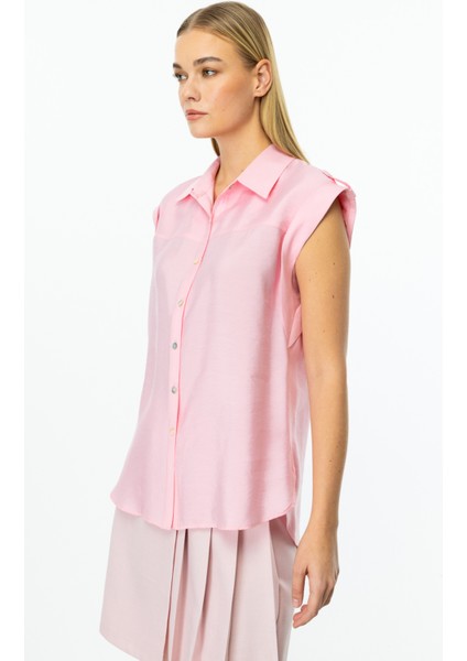 Kadın Omzu Apoletli Düğmeli Bluz 3050 Pembe fiyatları