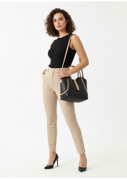 Siyah-Krem Kadin Yavrulu Omuz Çanta fiyatları