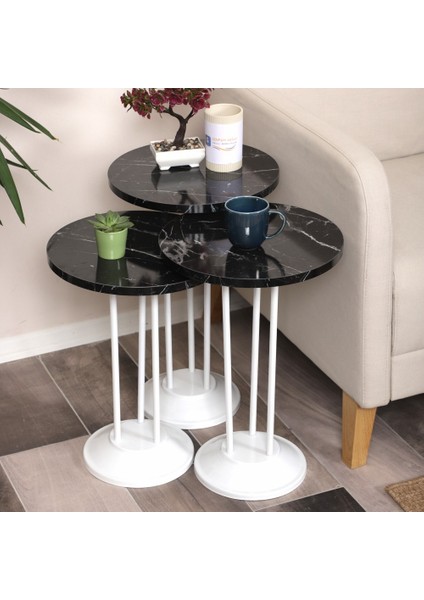 Marbella Zigon Sehpa Mdf Tabla Alt Mekanizma Demir Beyaz Renk