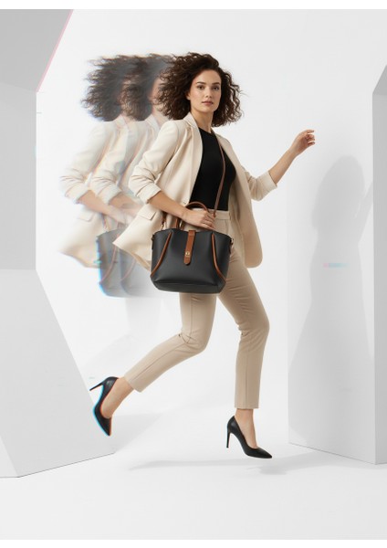 Siyah-Taba Kadin Yavrulu Omuz Çanta