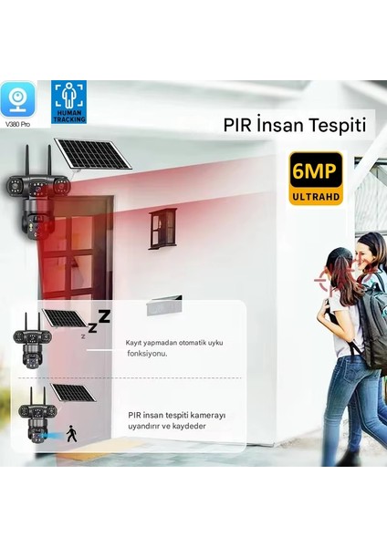 Ultimate Blm-77 6mp (3+3) 2 Kameralı 3 Ekranlı Ultrahd 4g Güneş Enerjili Akıllı Güvenlik Kamerası