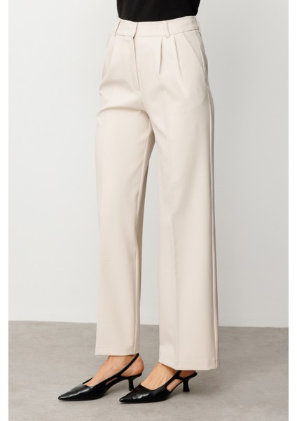 Kadın Pileli Bol Paça Pantolon 2010 Kum modelleri