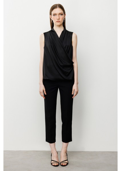 Kadın Kolsuz Saten Bluz 3012 Siyah modelleri