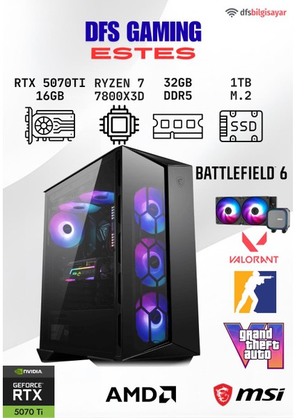 Dfs Gamıng Estes Ryzen 7 7800X3D-B650M-RTX 5070 Tı 16GB-32GB Ddr5 Ram-1tb M.2 Ssd-Oyuncu Bilgisayarı Sistem Tavsiyesi