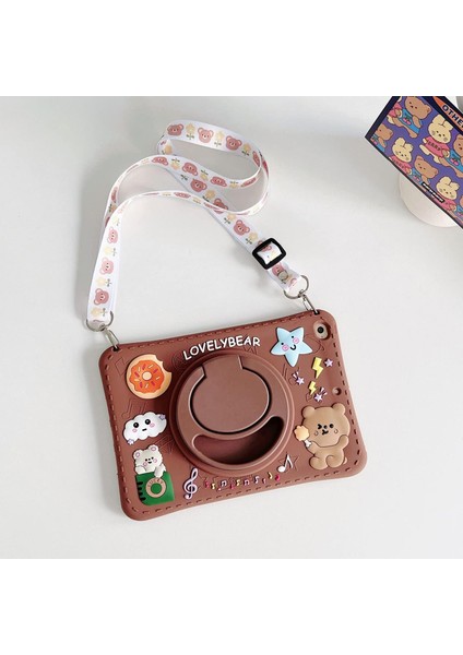 Samsung Galaxy Tab A9 Çocuklar Için Askılı 360 Derece Standlı Soft Silikon Lovelybear Kılıf