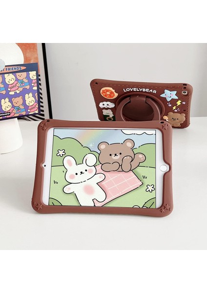 Samsung Galaxy Tab A9 Çocuklar Için Askılı 360 Derece Standlı Soft Silikon Lovelybear Kılıf