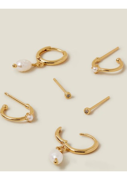 Z Inci Küpe Set x 3 Altın Kaplama