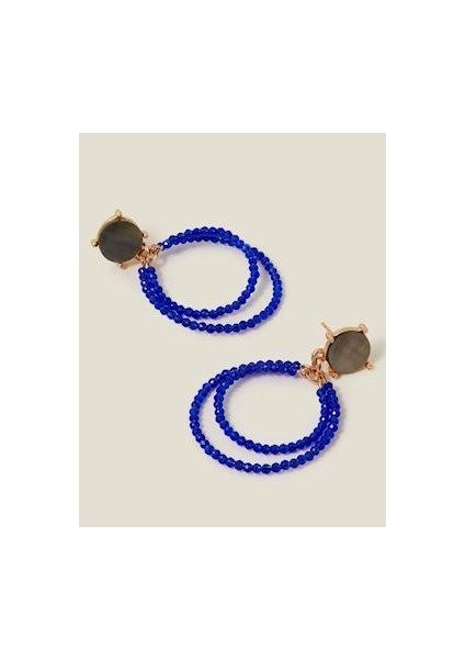 Duble Facet Boncuklu Halka Küpe