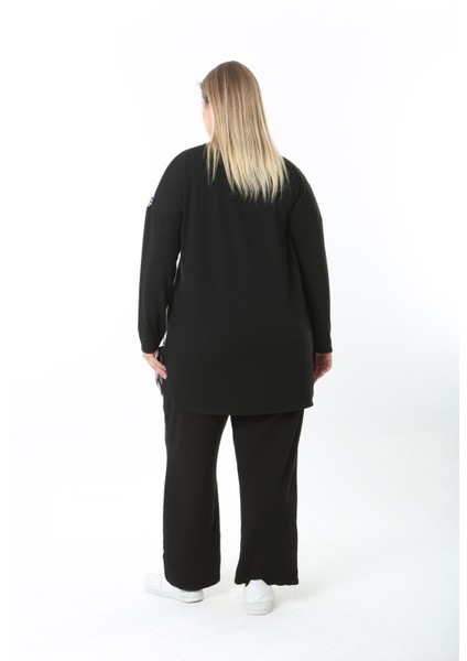 Yünlü Viskon Desenli Likralı Kadın Büyük Beden Tunik modelleri