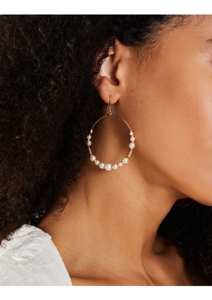 Large Boncuklu Halka Küpe