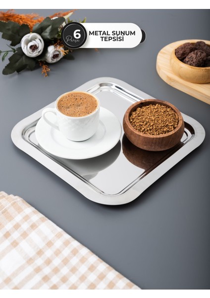 6’lı Tek Kelebekli Kare Metal Sunum Tepsisi Seti – Gold Detaylı Kahve Yanı Lokum/çerez Ikram Tabağı modelleri