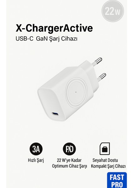 2’si 1 Type-C Çıkışlı Telefon- Apple Watch Akıllı Saat Wireless Kablosuz Destekli Şarj Adaptörü