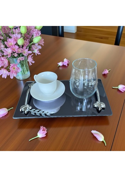 2 ‘li Söz Veya Nişan Yüzük,kahve Servisi Için Altın-Gümüş Yapraklı.kare-Altıgen Şeklinde Cam Tepsi fiyatları