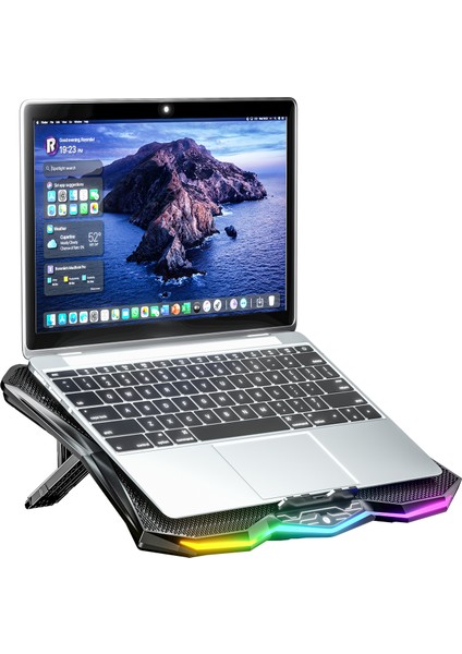 RC16 Octal 8 Fanlı Rgb Işıklı 14 - 17.3 Inç 10 Rgb Modlu Notebook Soğutucu Stand Laptop Soğutucu indirimleri