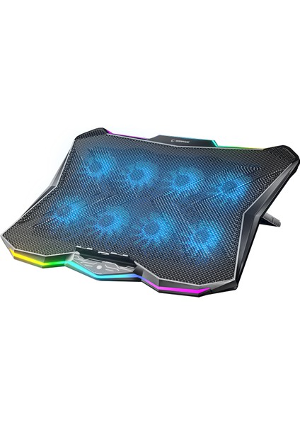 RC16 Octal 8 Fanlı Rgb Işıklı 14 - 17.3 Inç 10 Rgb Modlu Notebook Soğutucu Stand Laptop Soğutucu