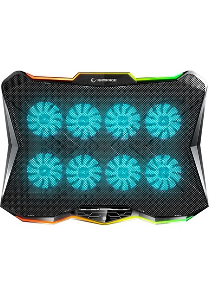 RC16 Octal 8 Fanlı Rgb Işıklı 14 - 17.3 Inç 10 Rgb Modlu Notebook Soğutucu Stand Laptop Soğutucu