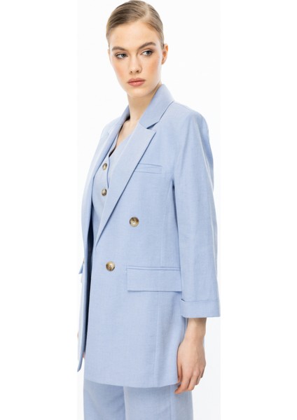 Kadın Duble Kol Astarsız Ceket 4072 Mavi fiyatları